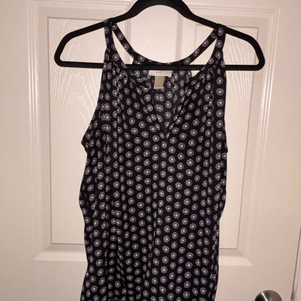 LOFT Black and White Patterned Blouse